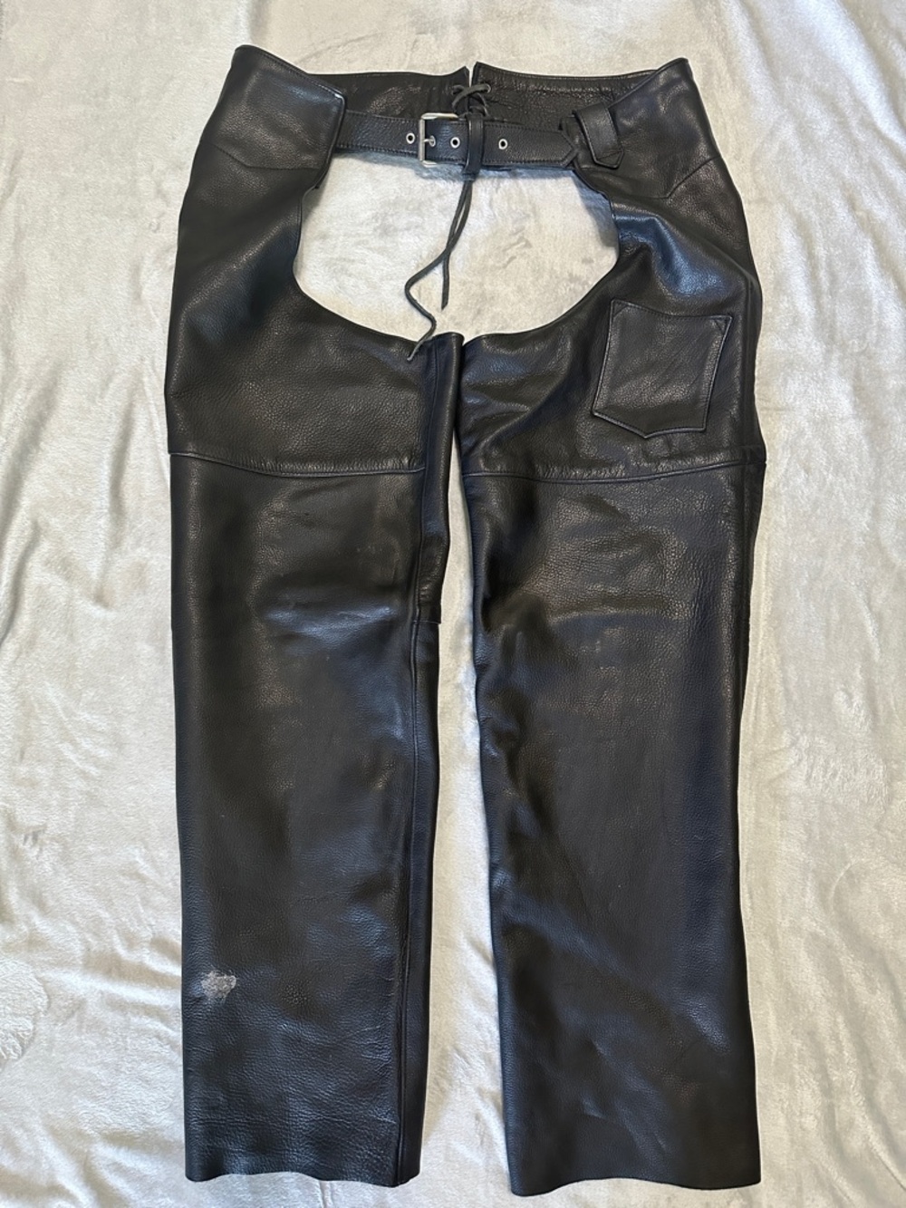 Antelope Creek Leather Black Leather Vest with Orange Logo Patch